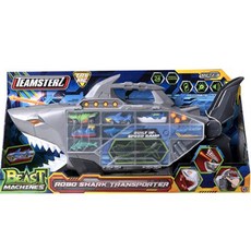 TEAMSTERZ 野獸機器機器鯊魚運輸車 + 2款怪獸迷你車 + 2款魚類公仔 + 2款船隻模型套組, 混合色(運輸車), 隨機出貨(迷你車), 混合色(公仔), 混合色(船隻模型), 1個