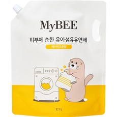 MyBEE 溫和親膚嬰兒衣物柔軟精 寶寶棉花香 補充包, 2100ml, 1個
