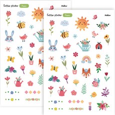 醇厚兒童生日派對刺青貼紙, 花, 2個