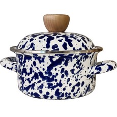 Hakoya IH電磁爐適用大理石琺瑯雙耳鍋, 海軍藍, 14cm, 1個