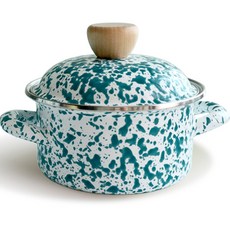 Hakoya IH電磁爐適用大理石琺瑯雙耳鍋, 薄荷綠, 14cm, 1個