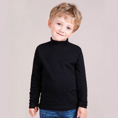 JELISPOON 童款素色柔軟刷毛半高領長袖上衣