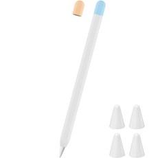 제이로드 애플펜슬 2세대 트리오 케이스 + 실리콘 펜팁캡 4p + 케이블 홀더 세트, 그레이 + 스카이블루 + 애프리콧, 1세트