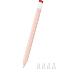 J-Road Apple Pencil 第 1 代鉛筆盒 + 矽膠筆尖保護帽 4ea, 粉色的