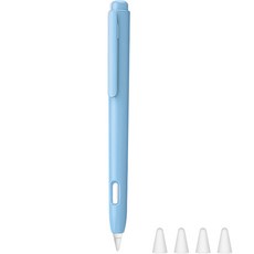 JROAD Apple Pencil 第2代 按壓式保護殼 + 矽膠筆尖套 4入, 藍色, 1套