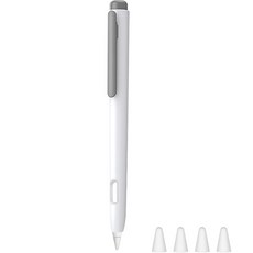 JROAD Apple Pencil 第2代 按壓式保護殼 + 矽膠筆尖套 4入組, 白色 + 灰色, 1套