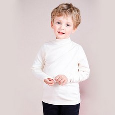 JELISPOON 童款素色柔軟刷毛半高領長袖上衣