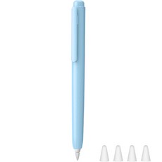 J.ROAD Apple Pencil1代適用保護殼+矽膠筆頭 4入組, 藍色