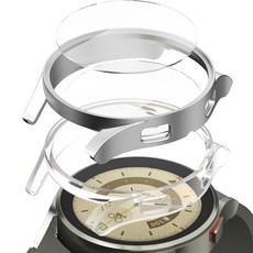 GOOSPERY Galaxy Watch全覆蓋鋼化玻璃硬殼2入, 銀色 + 透明, 1套