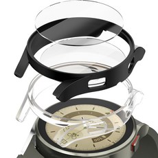 GOOSPERY Galaxy Watch全覆蓋鋼化玻璃硬殼2入, 黑色 + 透明, 1個