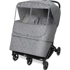 Manito Melange Padding孩童雙人推車保暖鋪棉遮罩, 鑽石黑灰色, 1個