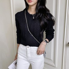 디아미뇽 쁘띠 꽈배기 니트 집업