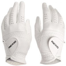 REXIO 女性用三線機能性高爾夫手套雙手組, 白色