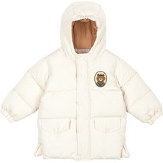 milk mile 童款拿花小熊刺繡蓬鬆保暖鋪棉連帽外套