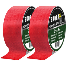 스코라 안전 안내 표시 고휘도 빛 반사 테이프, 2개, 레드