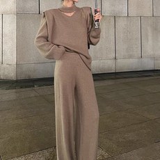 ViVEMO Bersent 針織T恤 + 寬褲套裝 04374