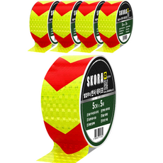 SKORA 高亮度反光安全警示膠帶, 5捲, 螢光 紅色
