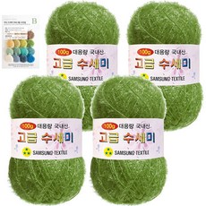 yarna 대용량 고급수세미 뜨개실 볼 100g x 4p + B인쇄도안 8종 세트, 161 그린카키, 1개