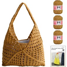 Olio Yana Olio Motive Hobo包 Olio絲 3球+印刷圖案DIY組合 M, 1組, 713橄欖金