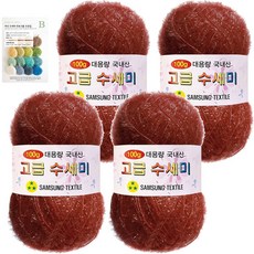 yarna 대용량 고급수세미 뜨개실 볼 100g x 4p + B인쇄도안 8종 세트, 184 브릭, 1개