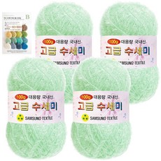 yarna 대용량 고급수세미 뜨개실 볼 100g x 4p + B인쇄도안 8종 세트, 134 베이비민트, 1개