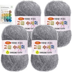 Yarna 大容量高級菜瓜布編織線球 100g x 4入 + B印刷圖案8種套組, 151 淺灰色