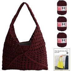 OliO 야나 모티브 호보백 OliO실 3볼 + 인쇄도안 DIY 패키지 M, 732 블러디와인, 1세트