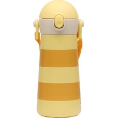 LiLFANT The Bottle 一鍵式肩背帶雙層不鏽鋼水壺, 黃色蜜蜂, 1個, 460ml