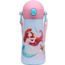 LiLFANT 孩童斜背不鏽鋼保溫水壺, 小美人魚, 460ml, 1個