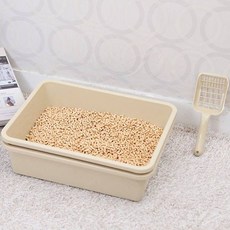 OH PET Misong 貓用木屑砂專用貓砂盆 + 專用貓砂鏟, 米色