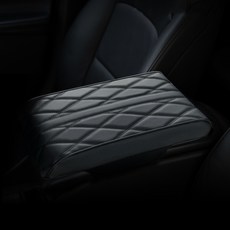 CARCHOIX 車用高級菱格紋中控台扶手墊, 黑色, 1個