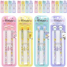 Popcorn Fancy Mokuku 公仔卡式鉛筆 4種 x 5p 組, 粉紅色 + 黃色 + 紫色 + 薄荷綠, 1套