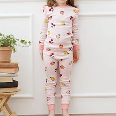 Maykids 童款印花30支彈力棉2件式長袖套裝 清新水果款