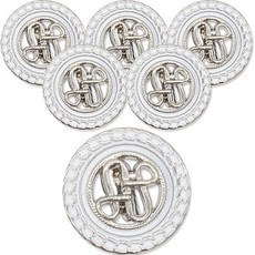 奢華雙層裝飾大衣鈕扣 21mm, 6個, 鎳白