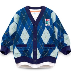 JELISPOON 童款滿版格紋印花針織外套