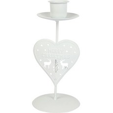 Ocean Marina 復古聖誕愛心燭台裝飾品, 白色