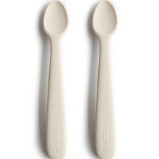 mushie 幼兒用矽膠餵食湯匙, 2個, 象牙白