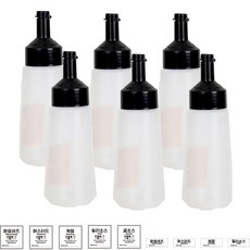 Living Family 一鍵式醬料瓶 黑色 6入 + 2種標籤貼紙組 中號, 360ml, 1套