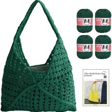 OliO yarna DIY패키지 모티브 호보백 L OliO실 4p + 인쇄도안 세트, 728 포레스트, 1세트