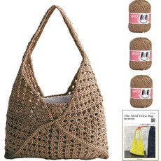 yarna DIY 套組 Olio 圖案 Hobo 包 M Olio 線 3p + 印刷圖稿套組, 1套, 704 沙米色