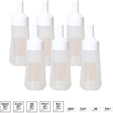 Living Family 一鍵式醬料瓶 白色 6入 + 2種標籤貼紙組 中號, 360ml, 1套