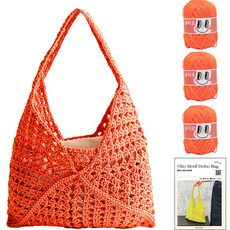 Olio Yarn yarna DIY套組 圖案流浪包 M OliO線 3入 + 印刷圖案組, 1組, 740 霓虹橘