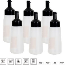 Living Family 一鍵式醬料瓶 黑色 6入 + 2種標籤貼紙組 大號, 470ml, 1套