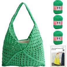 yarna DIY 套組 Olio 圖案 Hobo 包 M Olio 線 3p + 印刷圖稿套組, 1套, 745 綠色