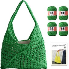 yarna DIY包Olio Motive Hobo包 L Olio線 4入+印刷圖案組, 758草, 1組