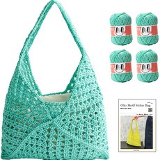 yarna DIY包Olio Motive Hobo包 L Olio線 4入+印刷圖案組, 766淡薄荷, 1組