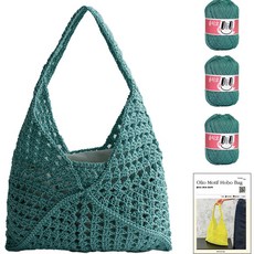 OliO yarna DIY패키지 모티브 호보백 M OliO실 3p + 인쇄도안 세트, 726 민트, 1세트