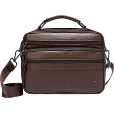 BLUEMOUNT 男士休閒牛皮斜背包 APZ803, 棕色