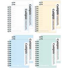 misoro 1800 A6 Campus左翻筆記本 85頁 2302 2種*4本組, 白色、象牙色、藍色、薄荷色, 1組