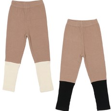 레인보우키즈 아동용 쿠키 골지 배색 레깅스 2종 세트